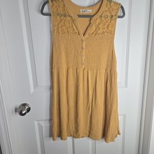 Yellow Sleeveless Lace Dress